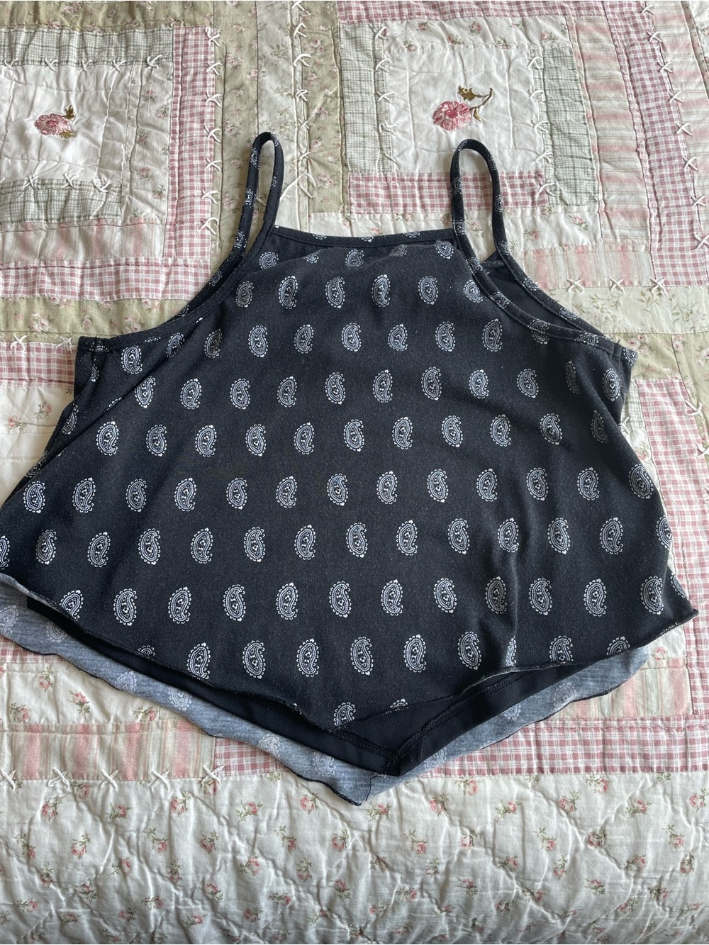 Charlotte Russe Black Paisley Spaghetti Strap Camisole